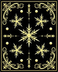 Elegant Gold Black Winter Snowflake Swirl Rug