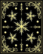 Elegant Gold Black Winter Snowflake Swirl Rug
