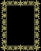 Golden Floral Vines Border Rug