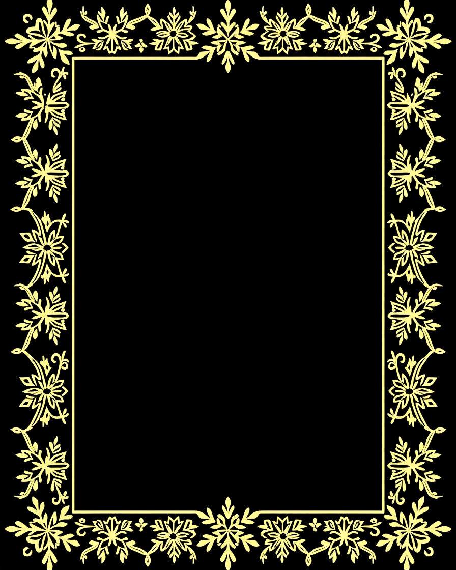 Golden Floral Vines Border Rug