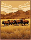 Golden Bison Herd Landscape Rug