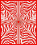Crimson Radial Wave Line Art Rug