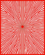 Crimson Radial Wave Line Art Rug