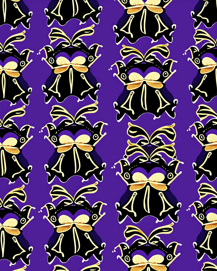 Purple Black Golden Winged Creature Rug