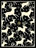 Cream Deer With Snowflakes On Black Rug