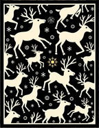 Cream Deer With Snowflakes On Black Rug