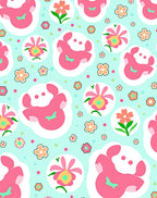 Whimsical Pink Characters Floral Medley Rug