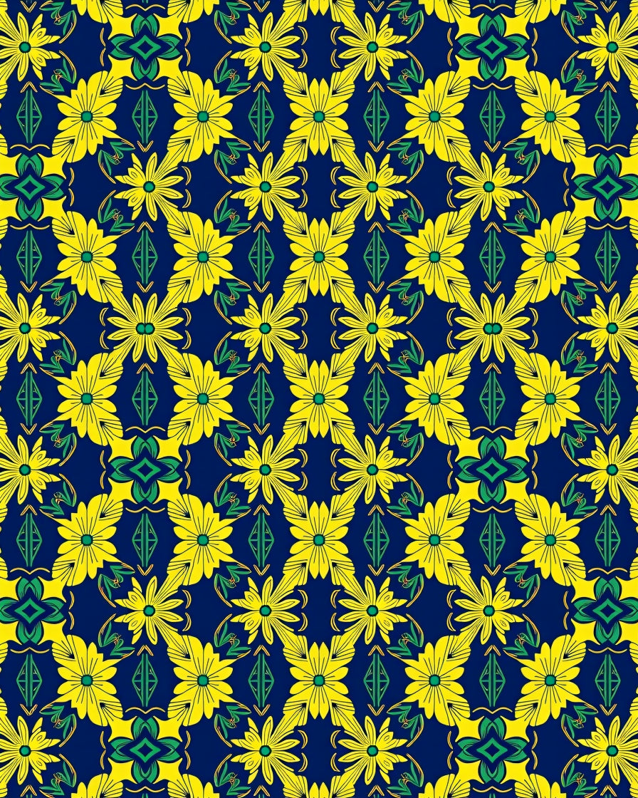Bright Yellow Daisy Floral Medallion Rug