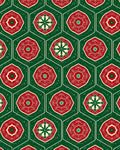 Red Green Hexagonal Floral Medallion Rug