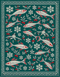 Deep Teal Fish Snowflake Bounty Rug
