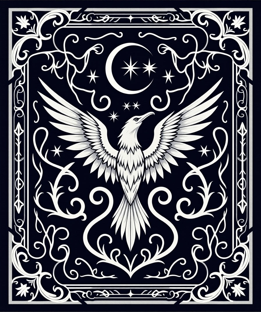 Mythic Night Phoenix Celestial Crest Rug