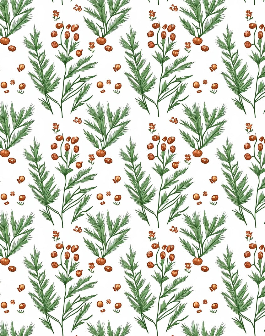 Earthy Green Branching Berry Foliage Rug