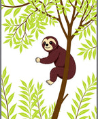 Brown Sloth Perched Among Green Leaves Rug