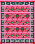 Pink Red Green Bird Medallion Rug
