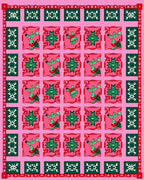 Pink Red Green Bird Medallion Rug