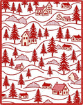 Scenic Red Village Evergreen Hills Rug