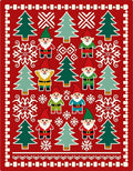 Red Christmas Gnomes Fir Trees Snowflakes Rug