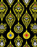 Yellow Black Ornate Medallion Ornament Rug