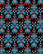 Crimson Cherry Blue Foliage Medallion Rug
