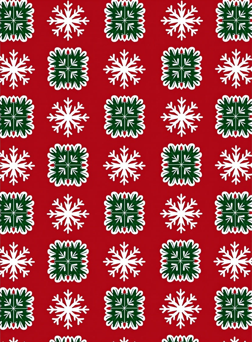 Red, White, and Green Snowflake Quilt Rug