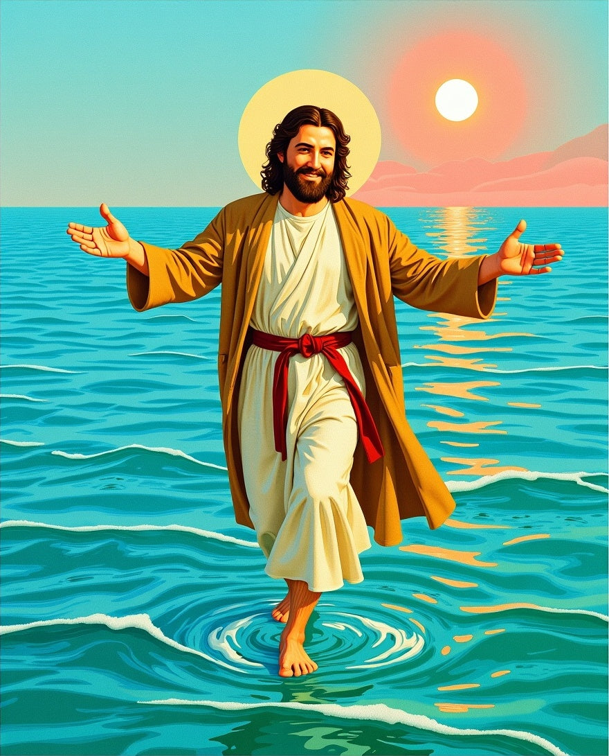 Calm Jesus Walking on Water Rug