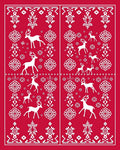 Red Festive Deer Snowflakes Nordic Rug