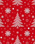 Festive Red White Christmas Tree Snowflakes Rug