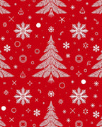Festive Red White Christmas Tree Snowflakes Rug