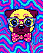 Vibrant Pug Psychedelic Bowtie Rug