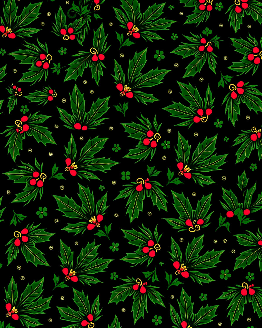 Christmas Holly Berry Garland Rug