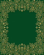 Emerald Green Golden Floral Border Rug