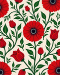 Radiant Red Floral Vine Background Rug