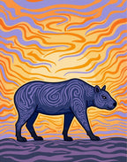 Purple Tapir Orange Swirl Sky Rug