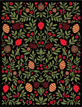 Black Berry Vine Floral Garden Rug