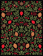 Black Berry Vine Floral Garden Rug
