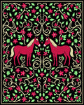 Crimson Unicorn Floral Garden Tapestry Rug