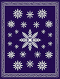 Deep Blue Snowflake Medallion Border Rug
