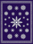 Deep Blue Snowflake Medallion Border Rug