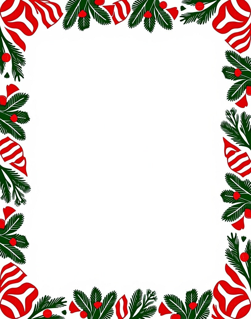 Winter Pine And Red Swirl Border Rug
