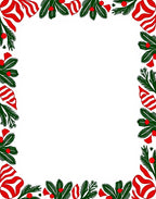 Winter Pine And Red Swirl Border Rug