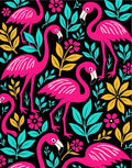 Vibrant Pink Flamingo Tropical Foliage Rug