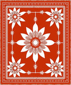 Rustic Red Floral Garden Art Rug