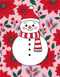 Pink Floral Snowman Holiday Rug