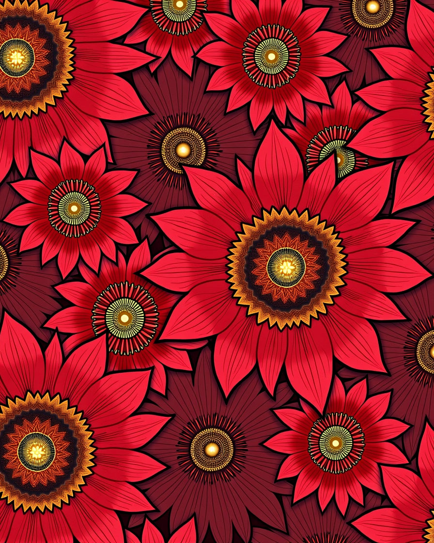 Vibrant Scarlet Floral Medallion Rug