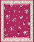 Crimson White Snowflake Border Area Rug