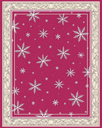 Crimson White Snowflake Border Area Rug