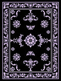 Lavendar Black Vintage Mandala Floral Rug