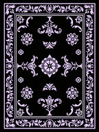 Lavendar Black Vintage Mandala Floral Rug