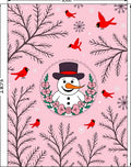 Pink Snowman Cardinal Winter Forest Rug