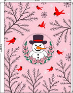 Pink Snowman Cardinal Winter Forest Rug